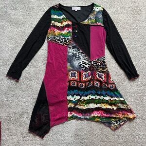 Pretty Angel Women’s Dress Silk Blend Colorful Boho Artsy